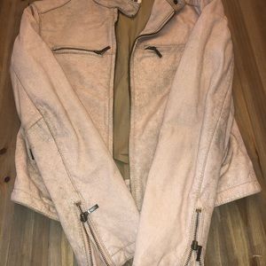 Light Pink Very DISTRESSED Pink Leather Jacket.
